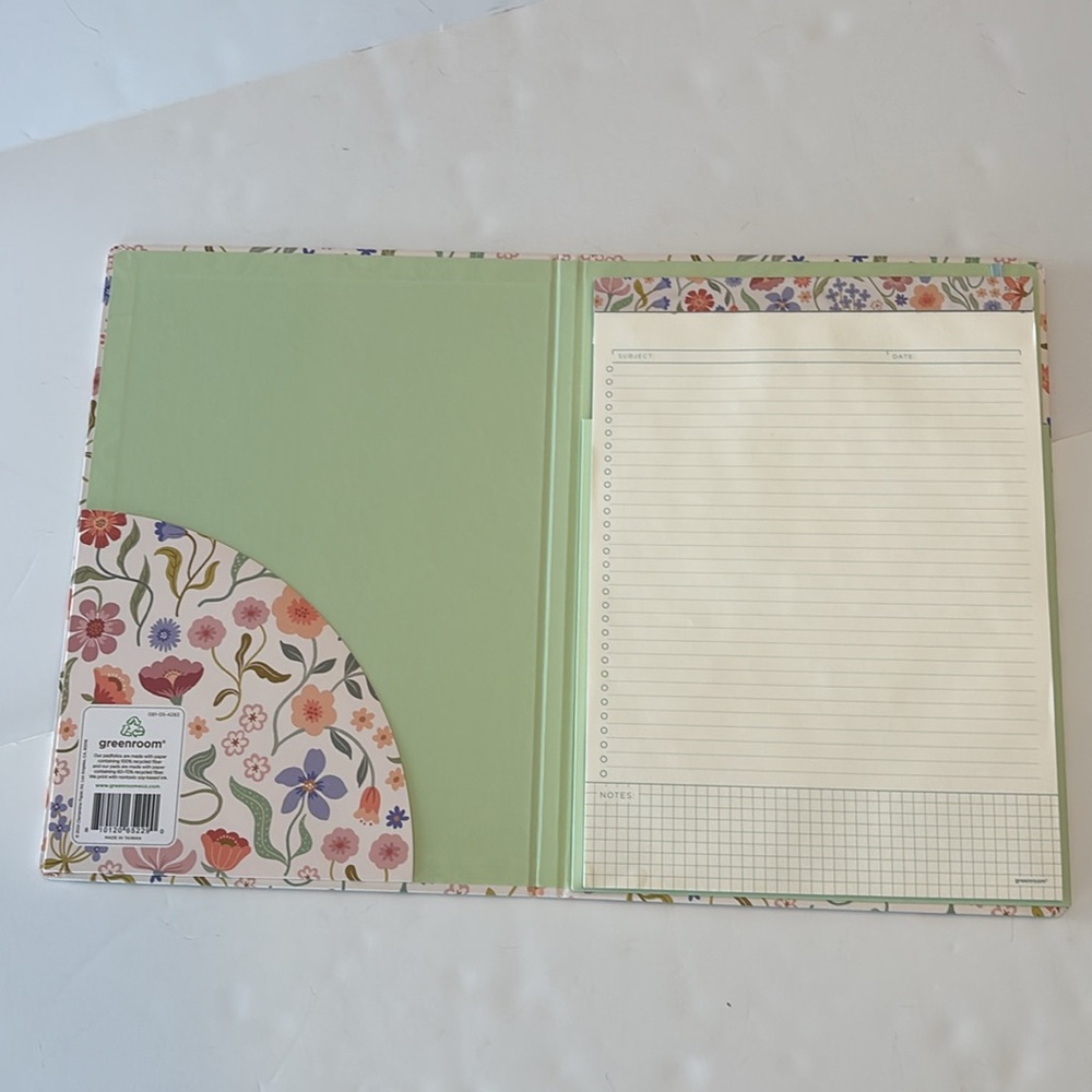Greenroom Hardcover Floral Padfolio with Letter Size Notepad